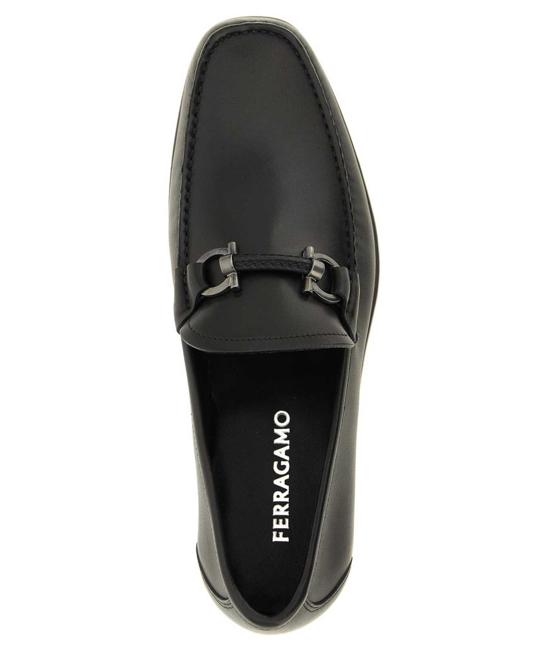 FERRAGAMO Черные кожаные лоферы, фото 4