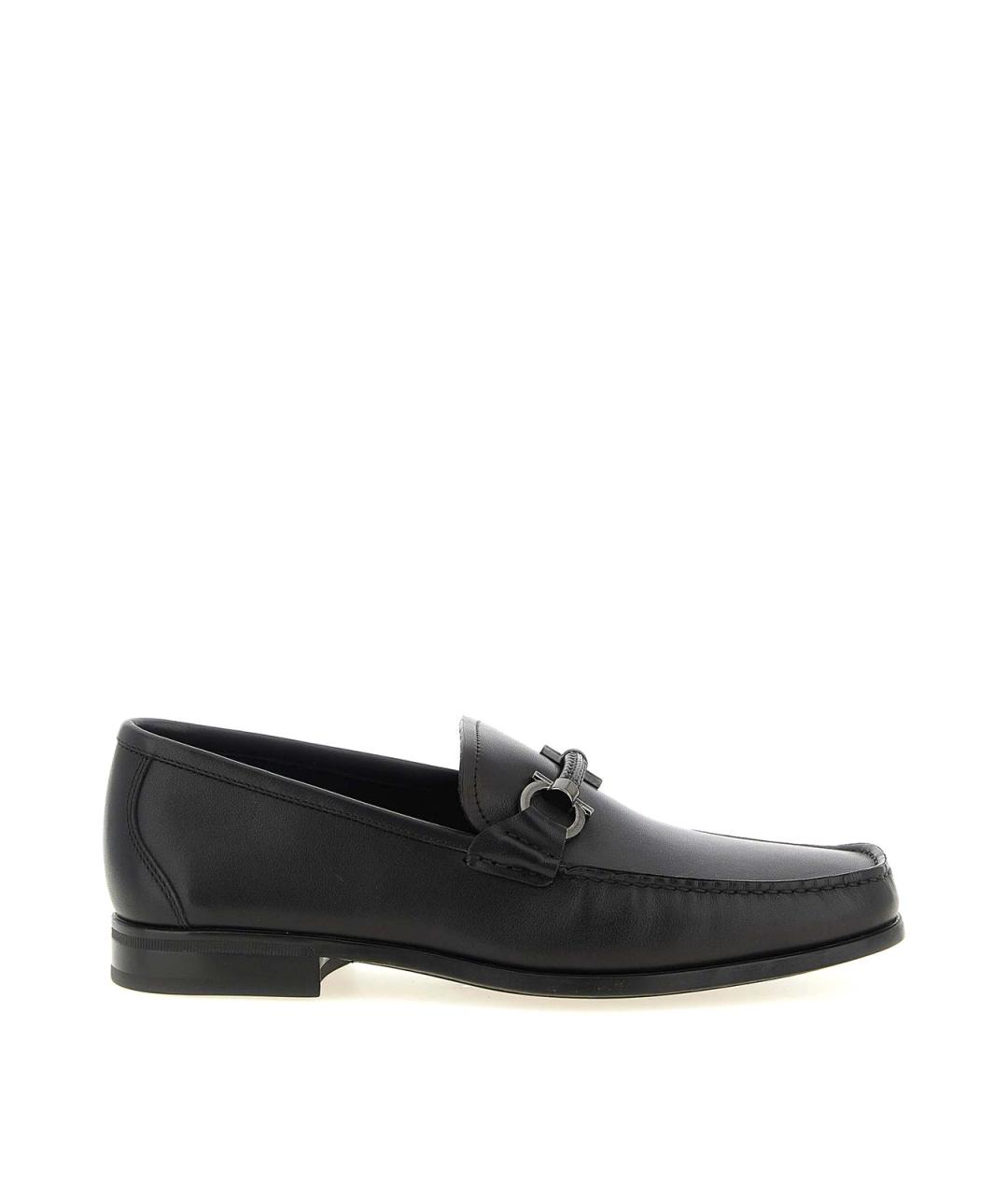FERRAGAMO Черные кожаные лоферы, фото 1