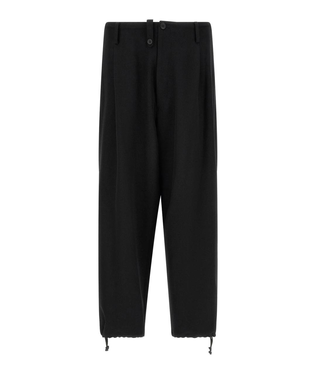 YOHJI YAMAMOTO Черные шерстяные повседневные брюки, фото 1