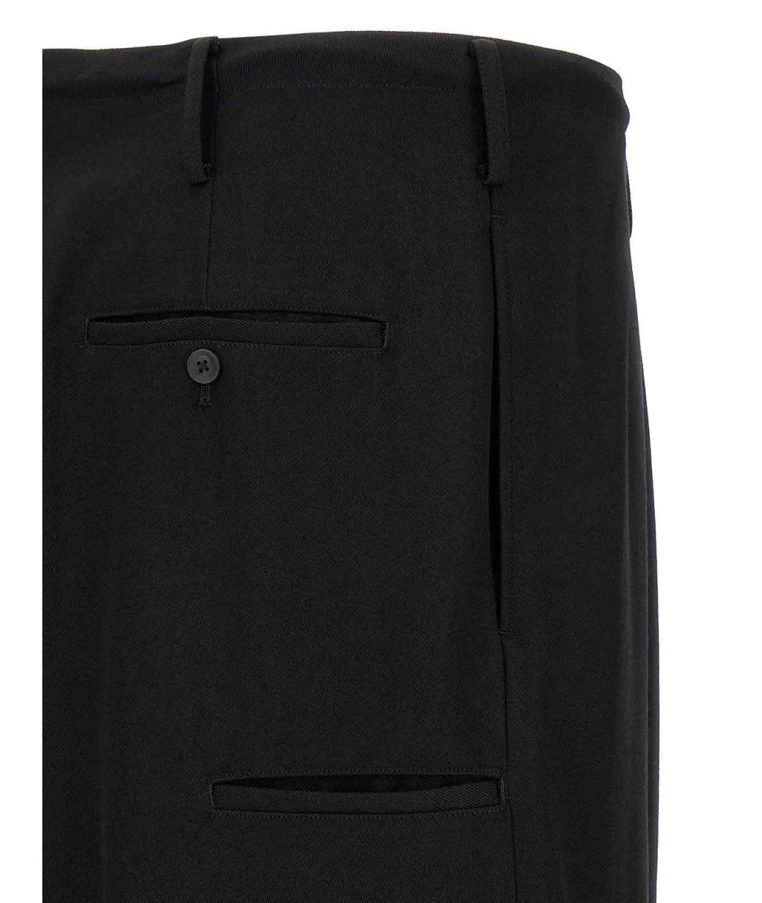 YOHJI YAMAMOTO Черные шерстяные повседневные брюки, фото 4