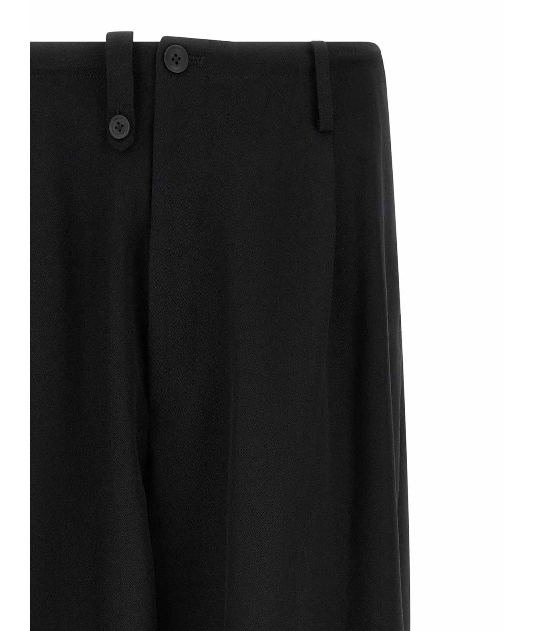 YOHJI YAMAMOTO Черные шерстяные повседневные брюки, фото 3