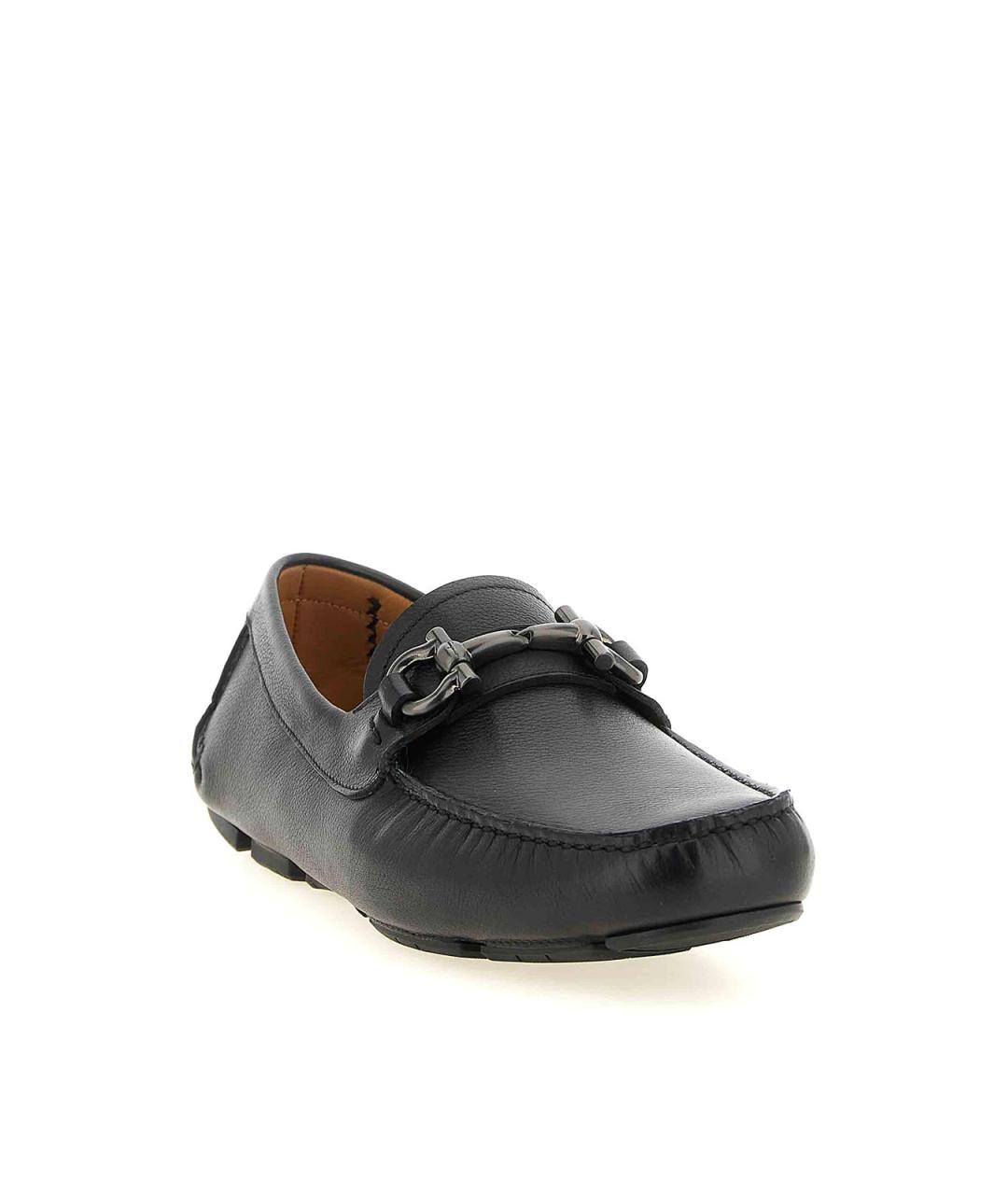FERRAGAMO Черные кожаные мокасины, фото 2