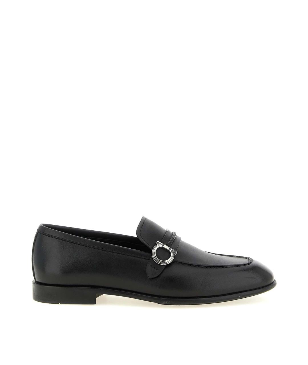 FERRAGAMO Черные кожаные лоферы, фото 1