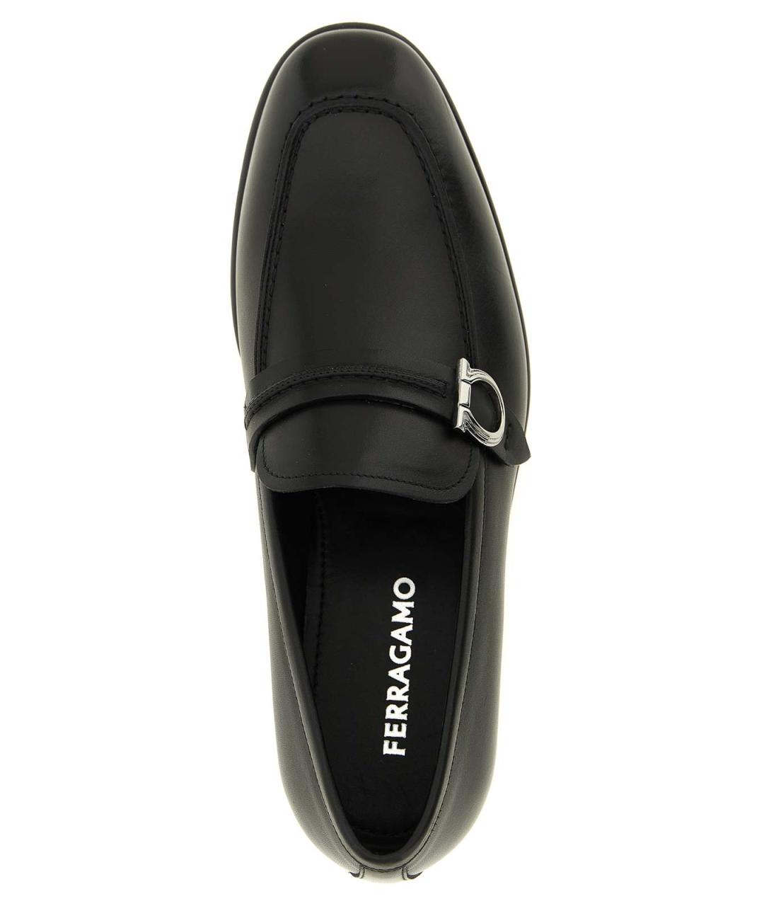 FERRAGAMO Черные кожаные лоферы, фото 4