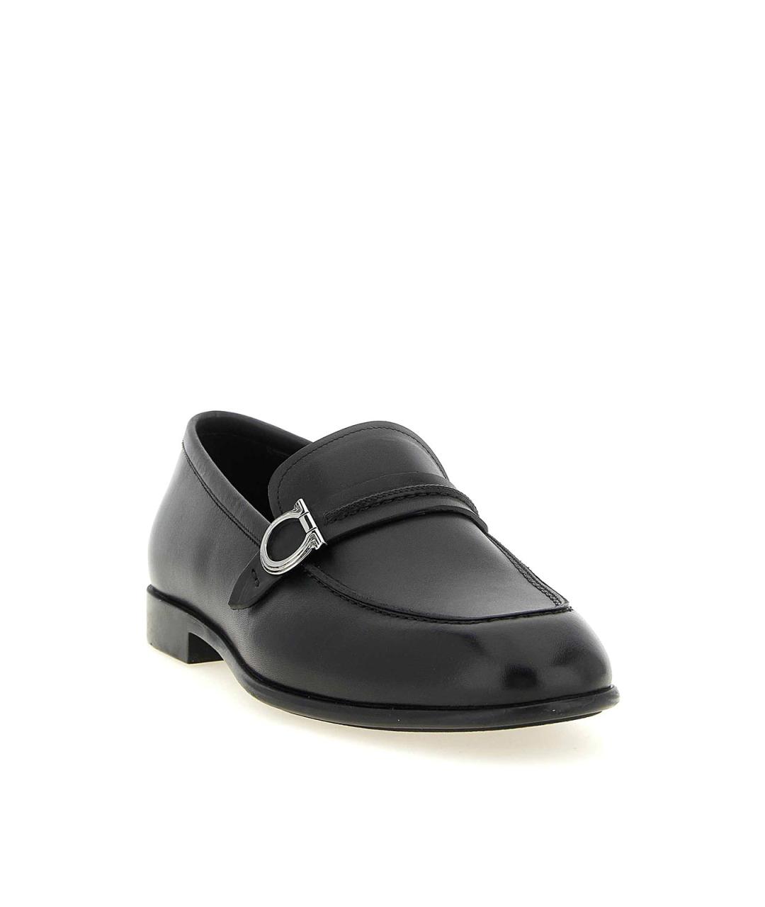 FERRAGAMO Черные кожаные лоферы, фото 2