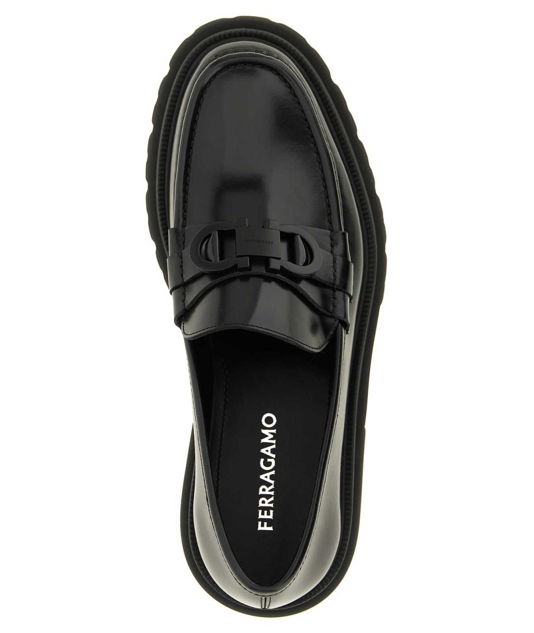FERRAGAMO Черные кожаные лоферы, фото 4