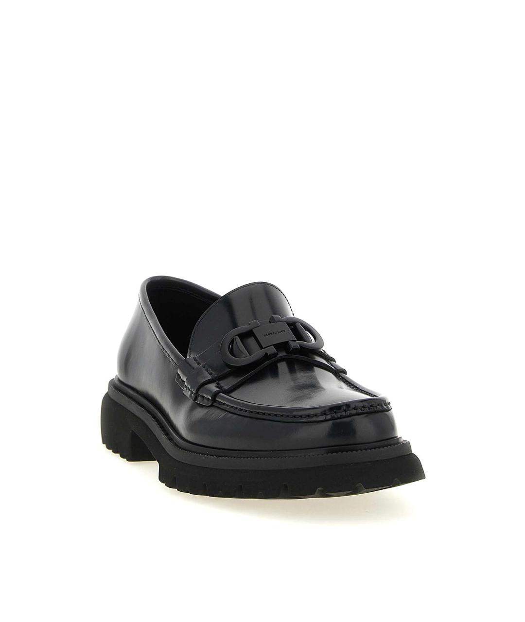 FERRAGAMO Черные кожаные лоферы, фото 2