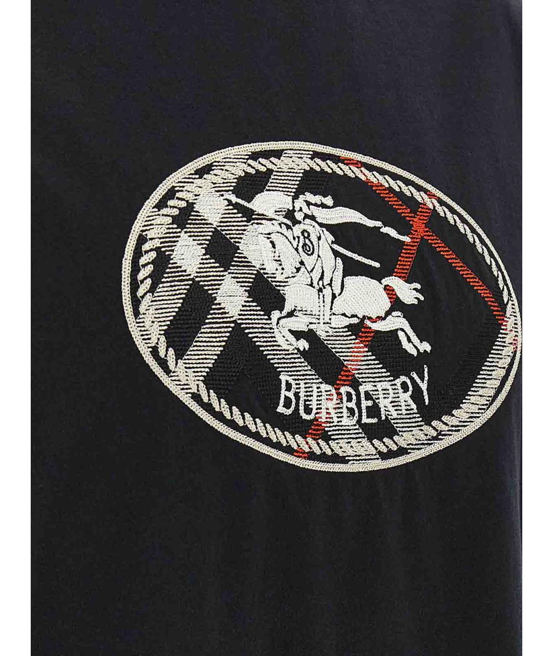 BURBERRY Черная хлопковая футболка, фото 4