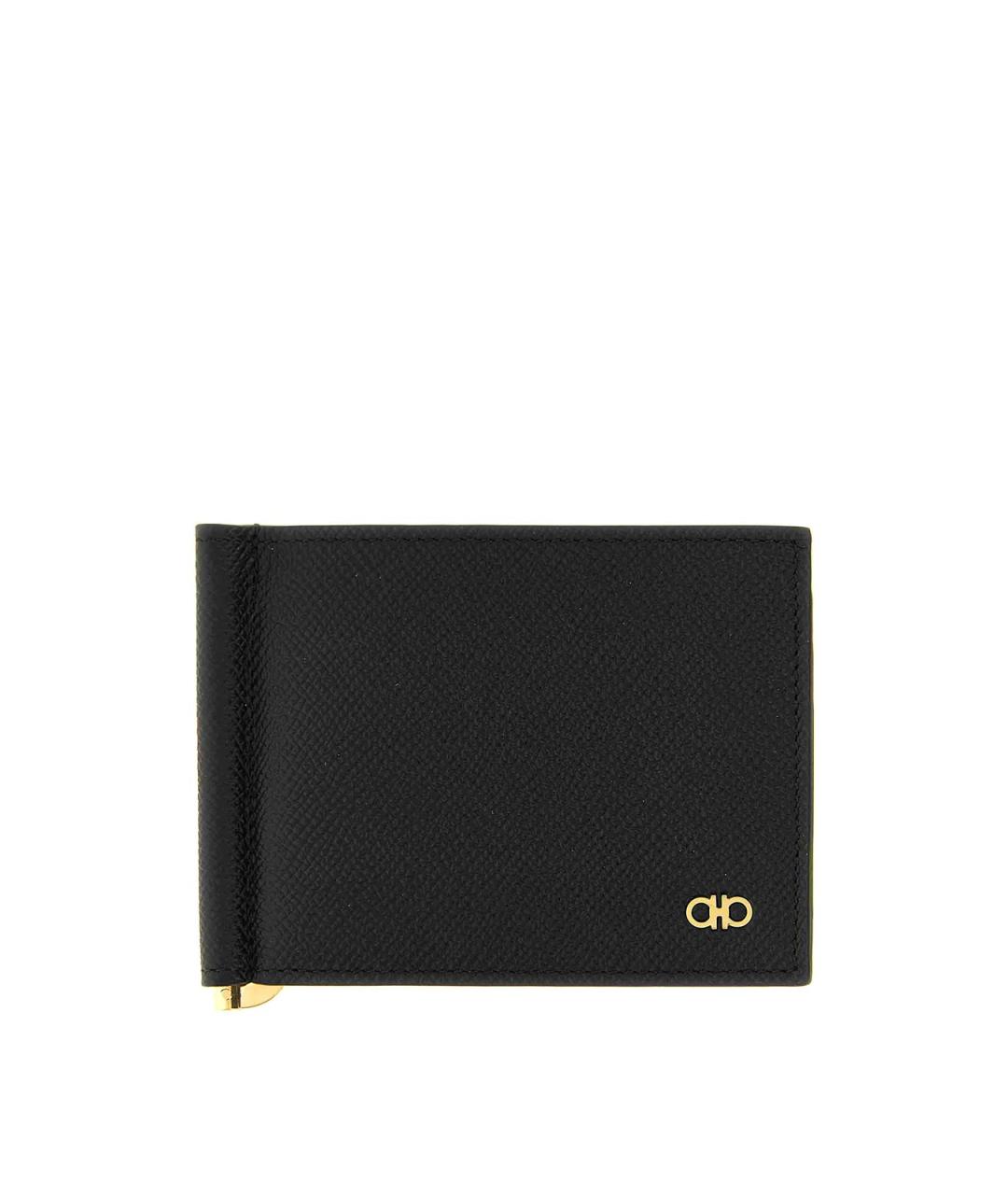 FERRAGAMO Черный кожаный кошелек, фото 1