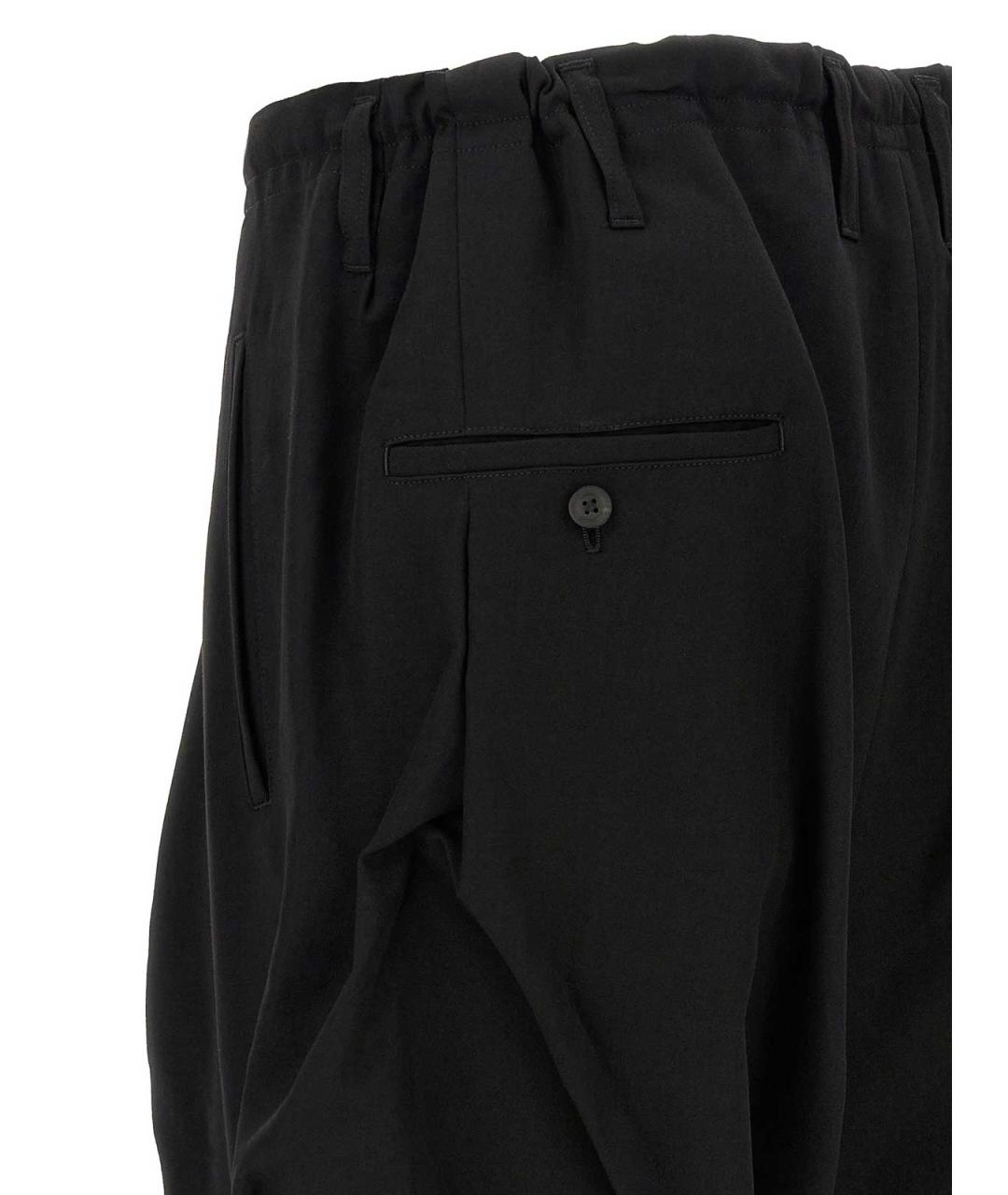 YOHJI YAMAMOTO Черные шерстяные повседневные брюки, фото 4