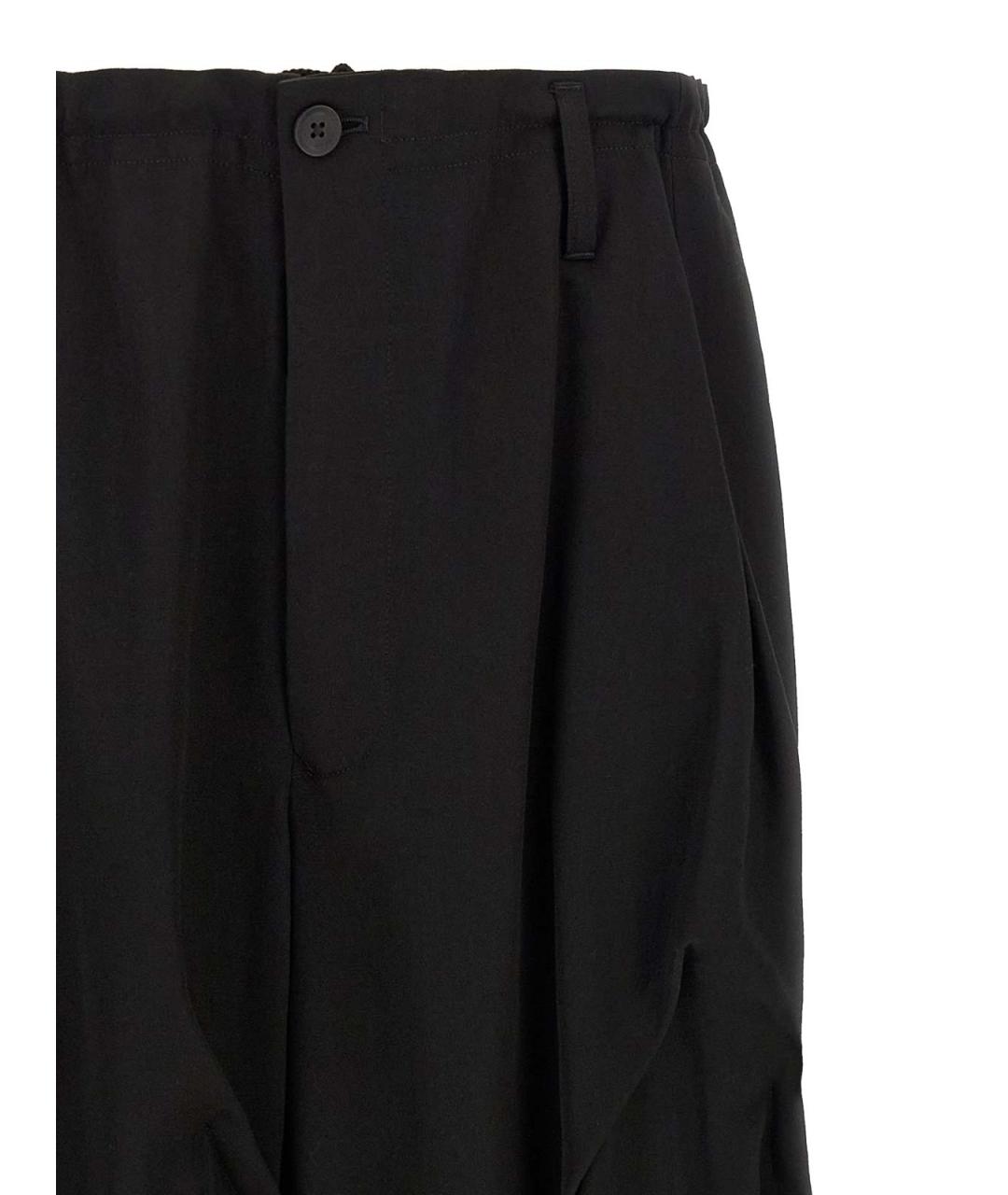 YOHJI YAMAMOTO Черные шерстяные повседневные брюки, фото 3