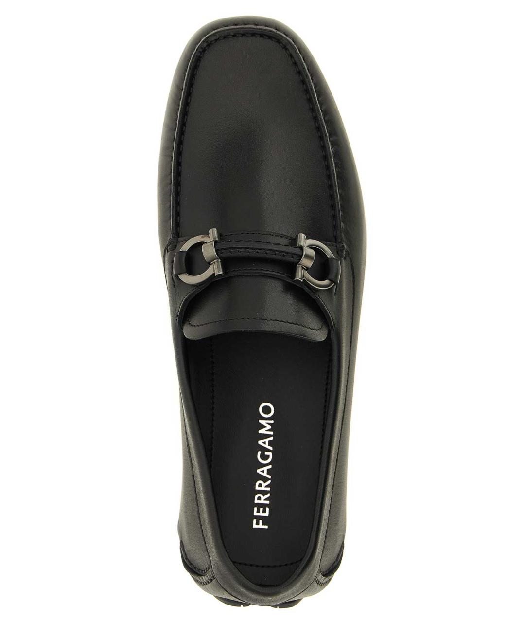 FERRAGAMO Черные кожаные мокасины, фото 4
