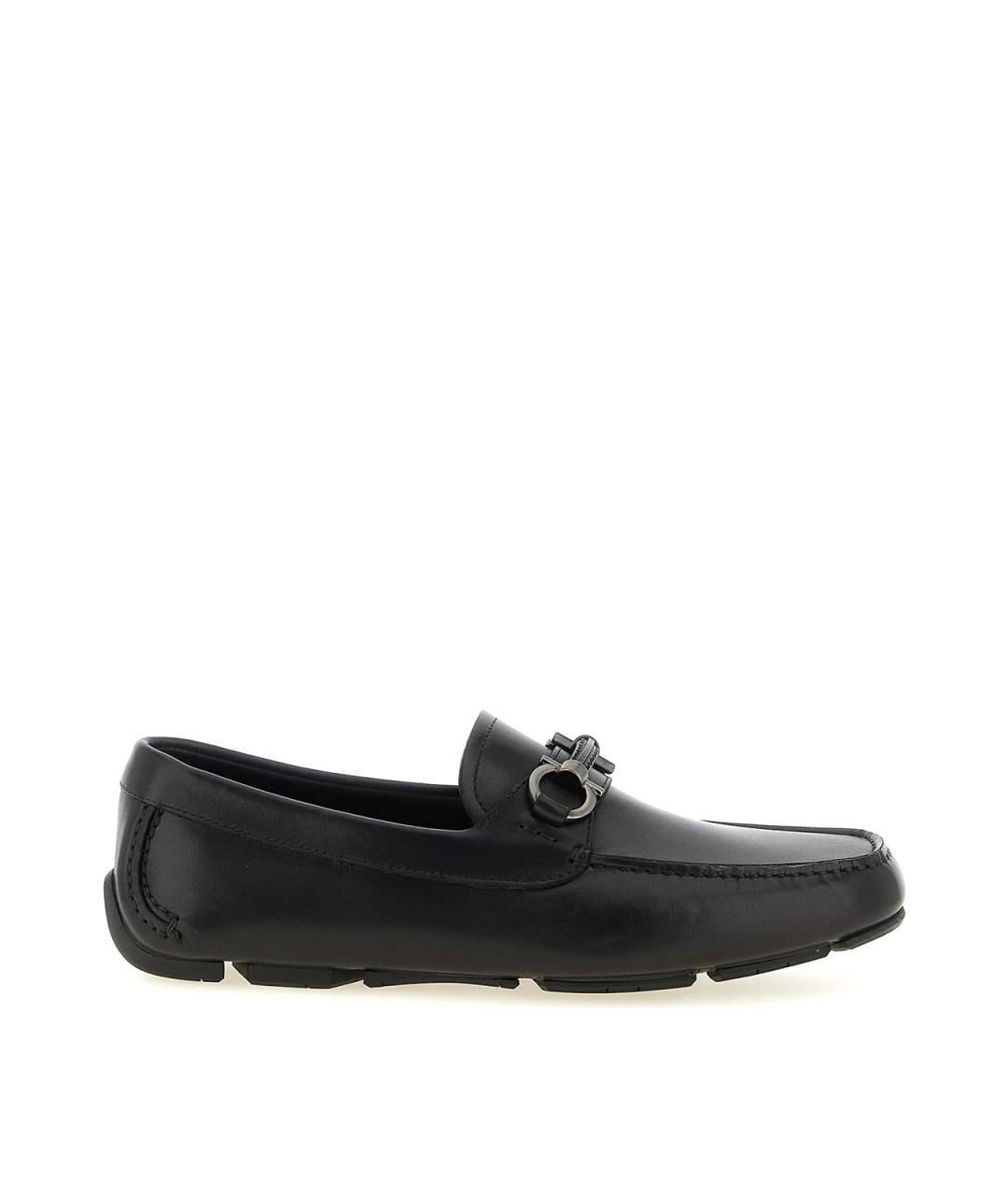 FERRAGAMO Черные кожаные мокасины, фото 1