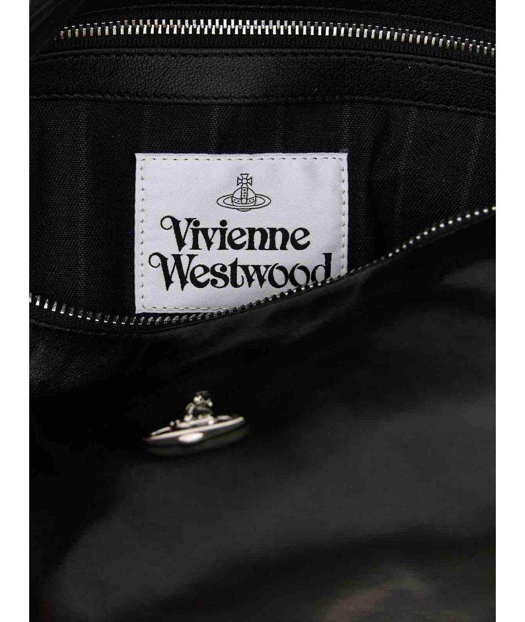 VIVIENNE WESTWOOD Черная кожаная сумка через плечо, фото 4
