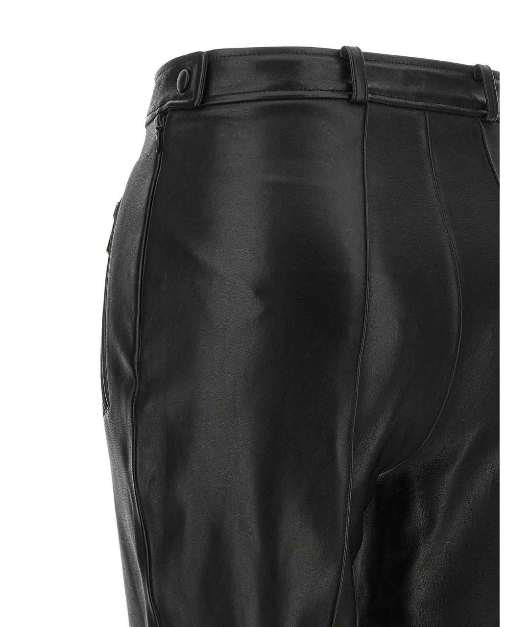 BALMAIN Черные кожаные леггинсы и велосипедки, фото 4