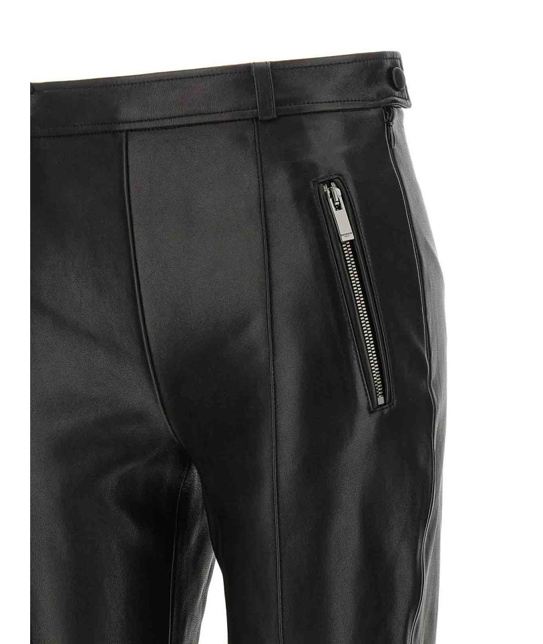 BALMAIN Черные кожаные леггинсы и велосипедки, фото 3