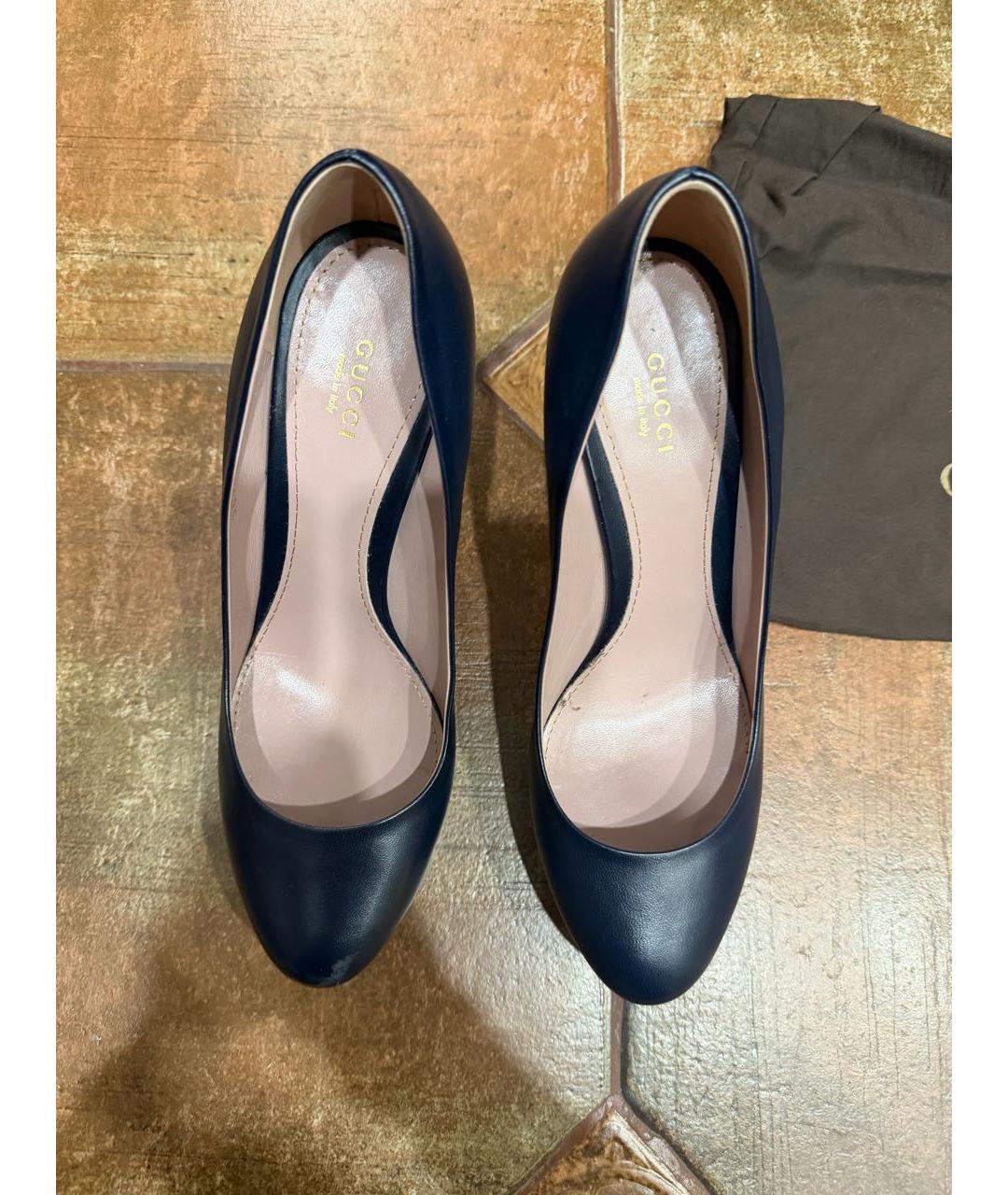 GUCCI Темно-синие кожаные туфли, фото 2
