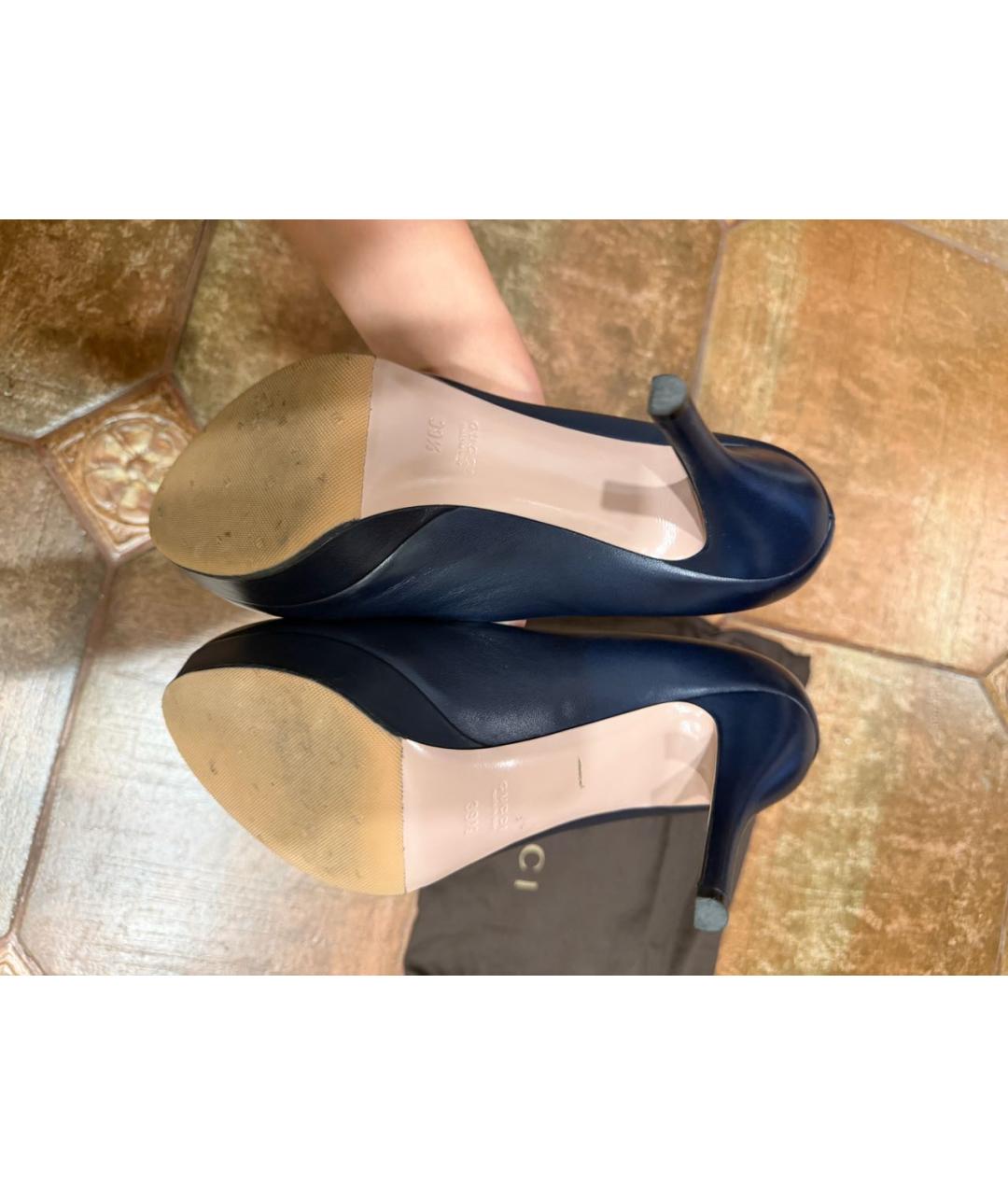 GUCCI Темно-синие кожаные туфли, фото 5