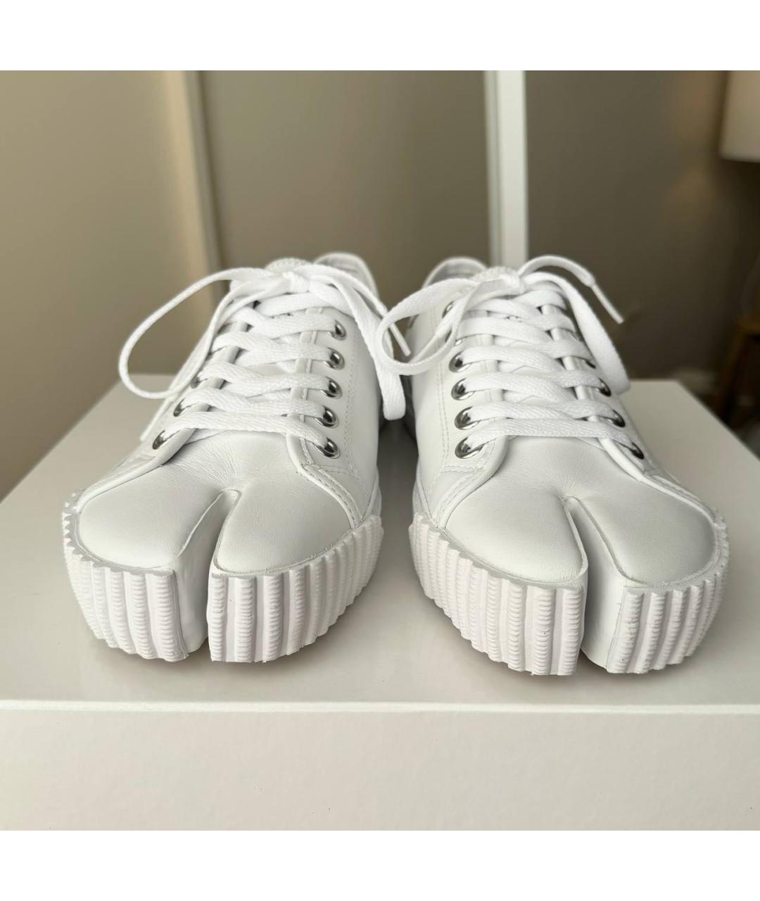 MAISON MARGIELA Белые кожаные низкие кроссовки / кеды, фото 4