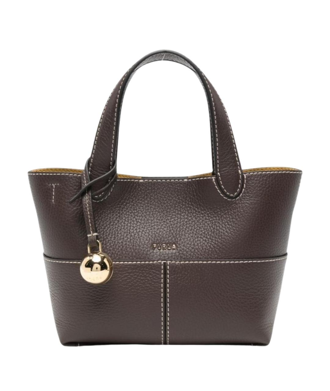 FURLA Коричневая кожаная сумка тоут, фото 1