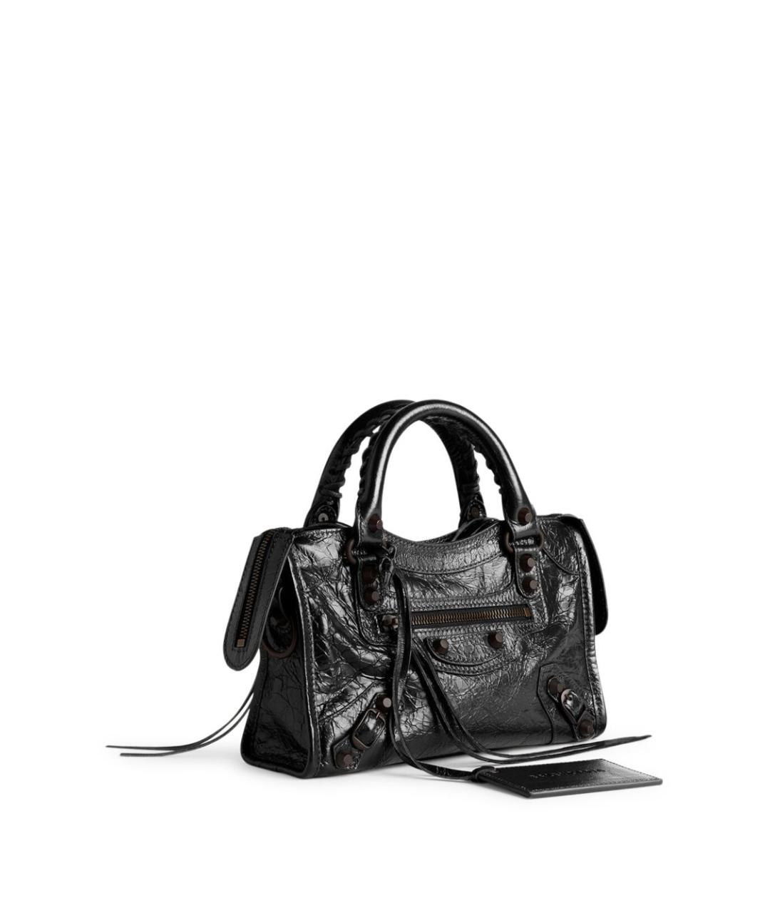 BALENCIAGA Черная кожаная сумка тоут, фото 5