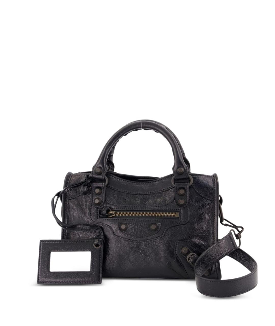 BALENCIAGA Черная кожаная сумка тоут, фото 7