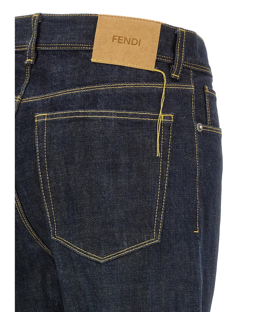 FENDI Синие хлопковые прямые джинсы, фото 4