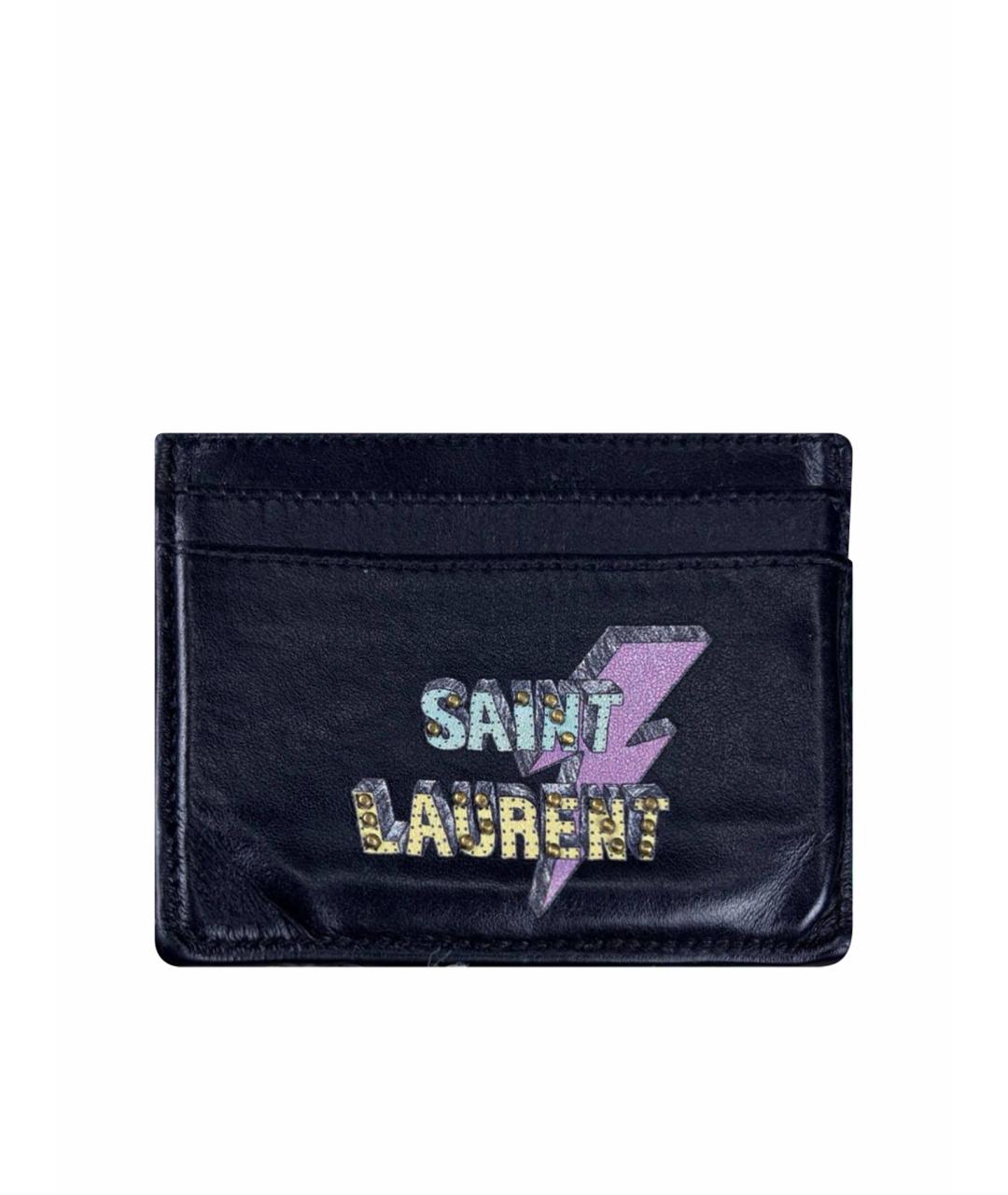 SAINT LAURENT Черный кожаный кардхолдер, фото 1
