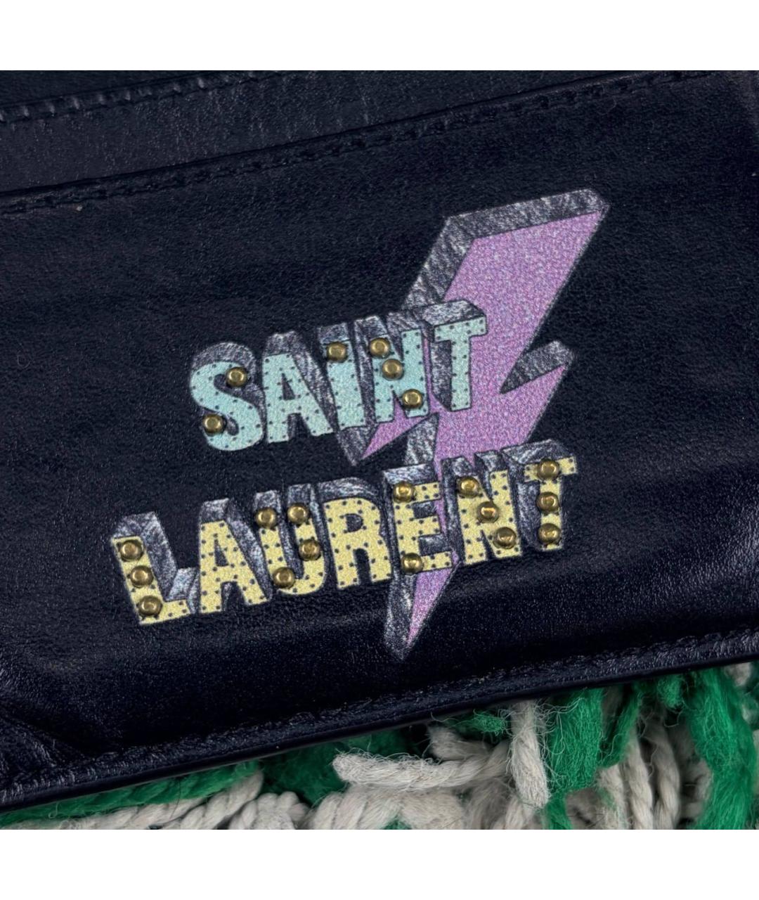 SAINT LAURENT Черный кожаный кардхолдер, фото 3
