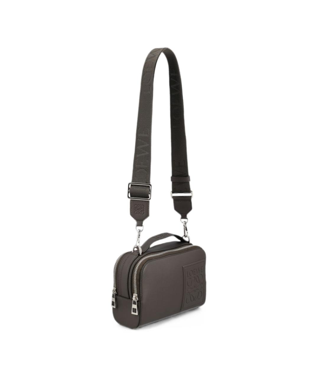 LOEWE Антрацитовая кожаная сумка на плечо, фото 2