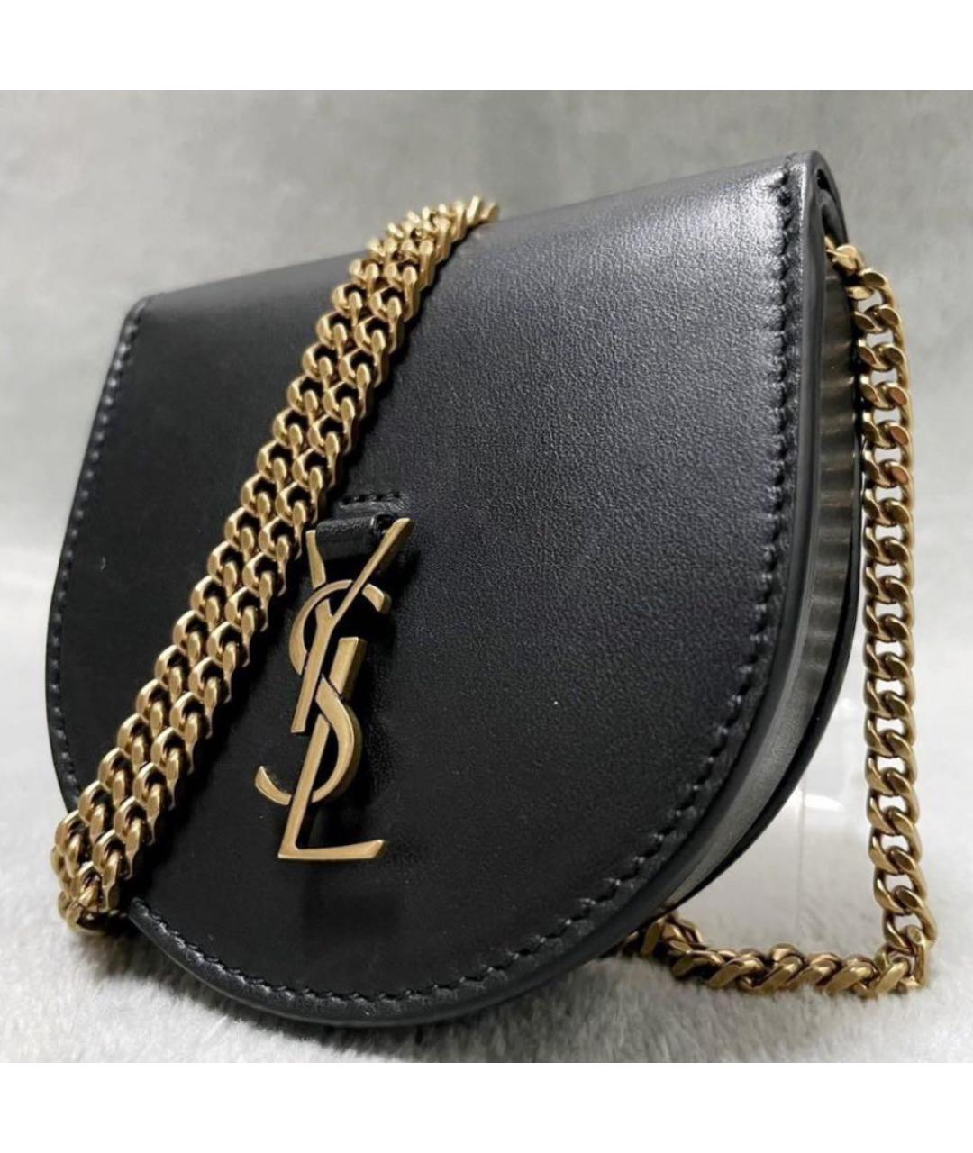 SAINT LAURENT Черная кожаная сумка через плечо, фото 4