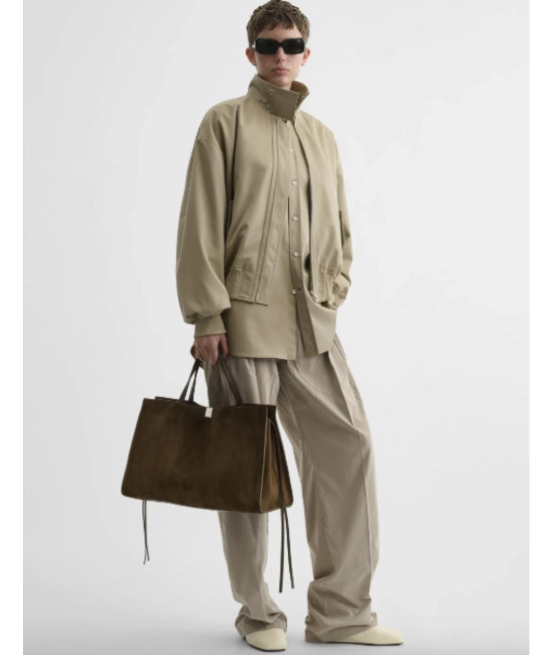 PHOEBE PHILO Хаки замшевая сумка тоут, фото 2