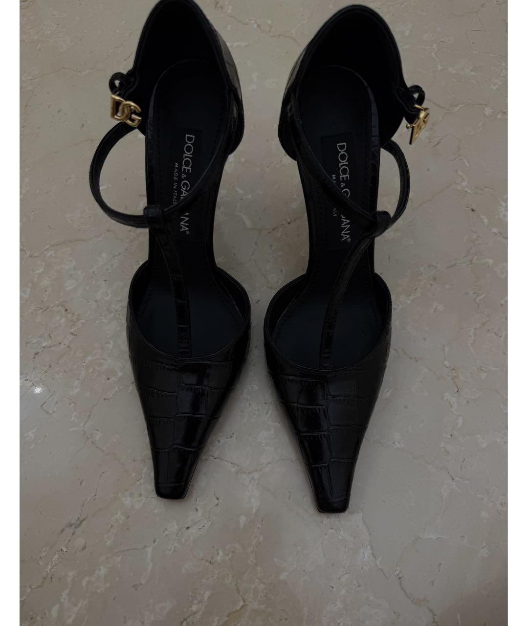 DOLCE&GABBANA Черные кожаные туфли, фото 8