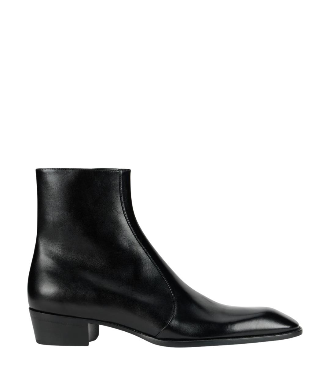SAINT LAURENT Черные кожаные высокие ботинки, фото 1