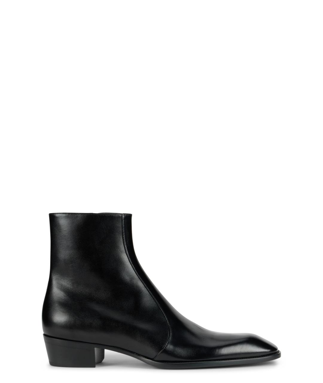 SAINT LAURENT Черные кожаные высокие ботинки, фото 2