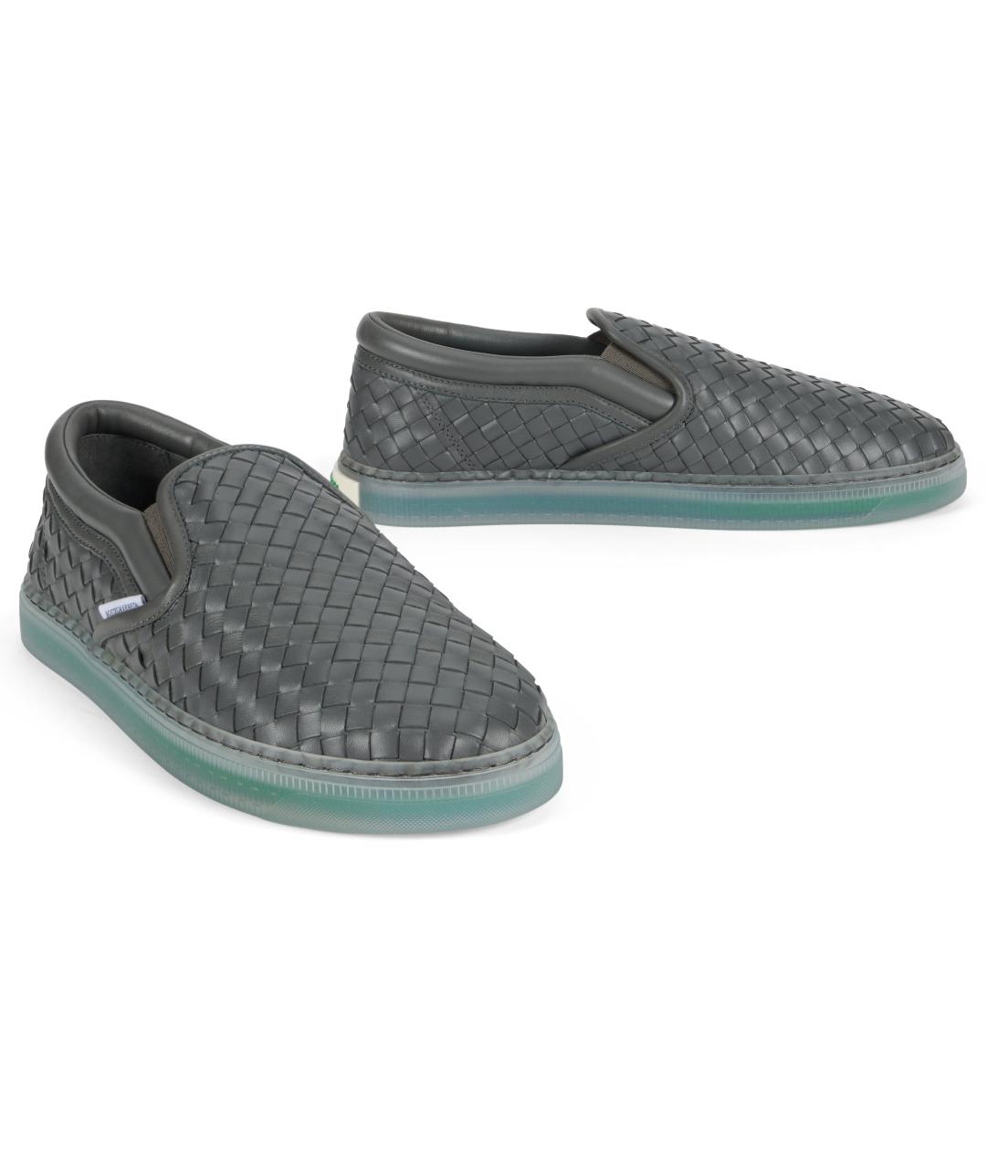 BOTTEGA VENETA Серые кожаные слипоны, фото 2