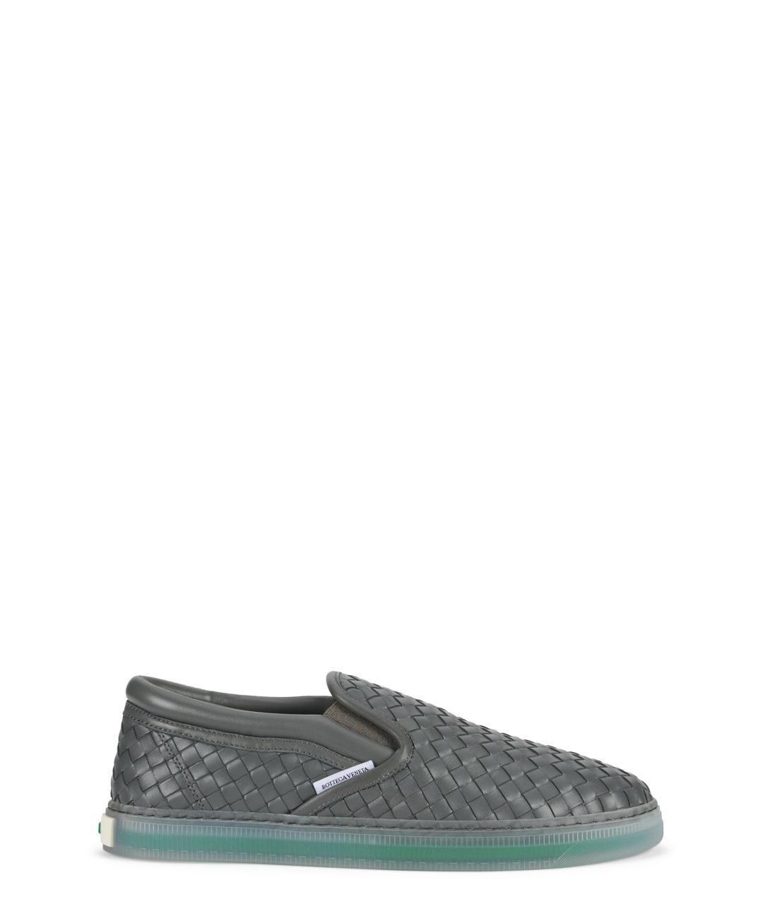 BOTTEGA VENETA Серые кожаные слипоны, фото 1