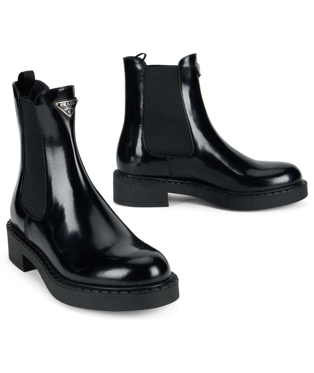 PRADA Черные кожаные ботинки, фото 3