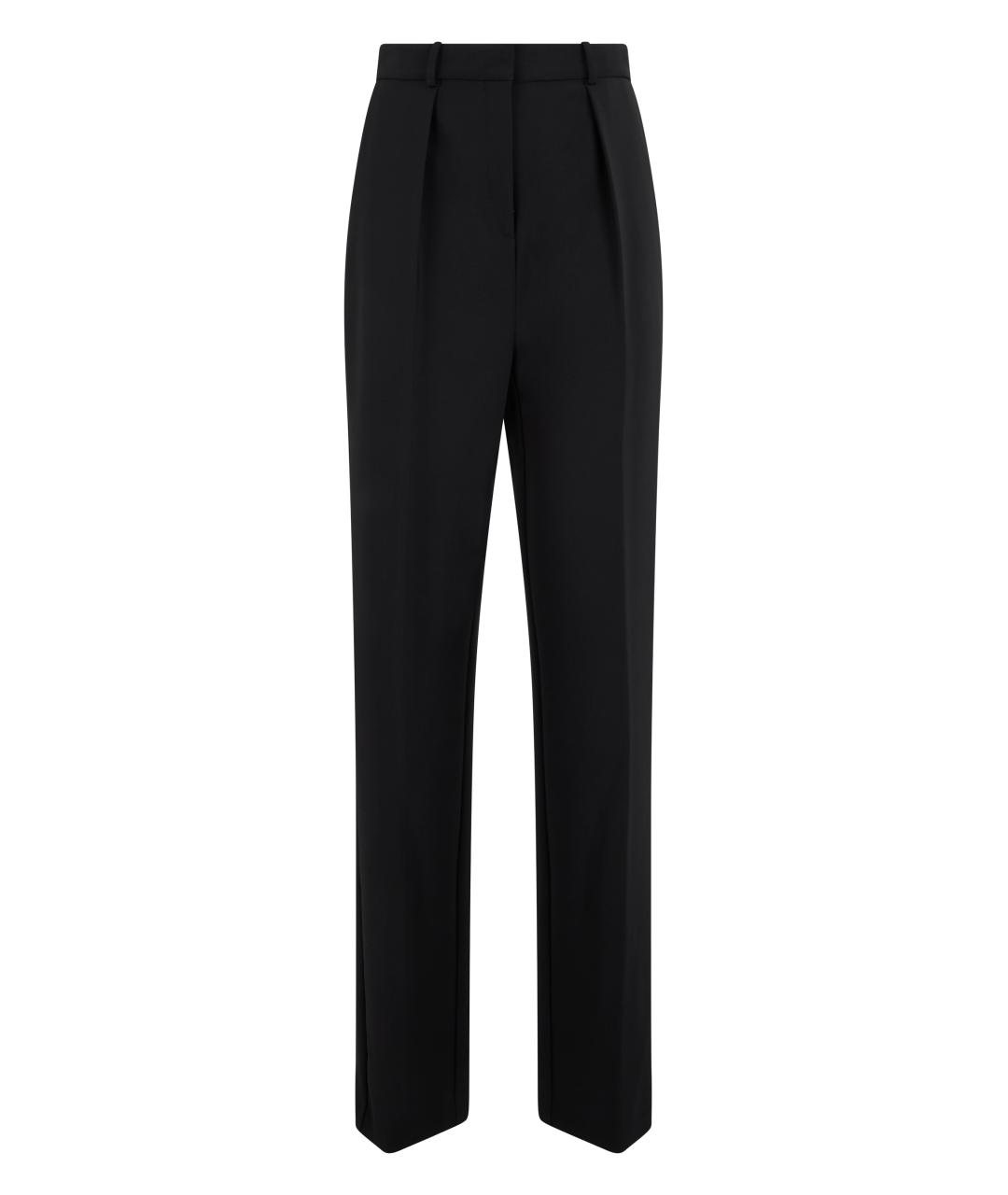 ELISABETTA FRANCHI Черные полиэстеровые прямые брюки, фото 1