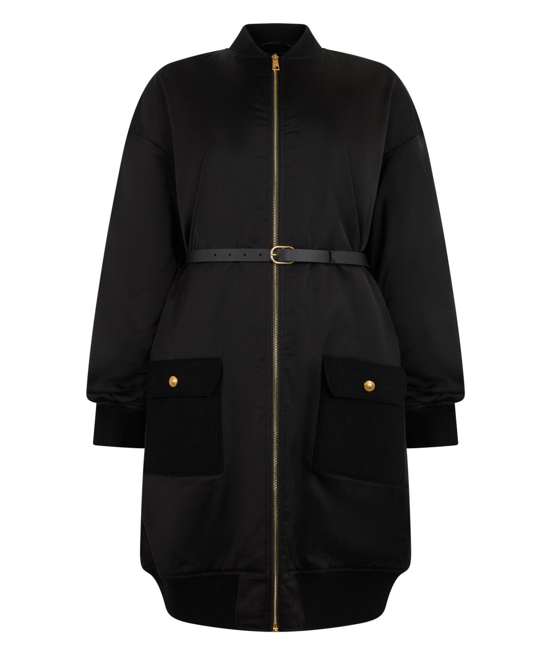 ELISABETTA FRANCHI Черное полиэстеровое пальто, фото 1