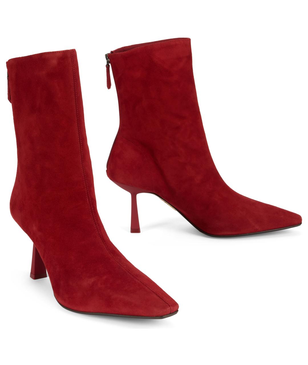 AQUAZZURA Красные замшевые ботильоны, фото 3
