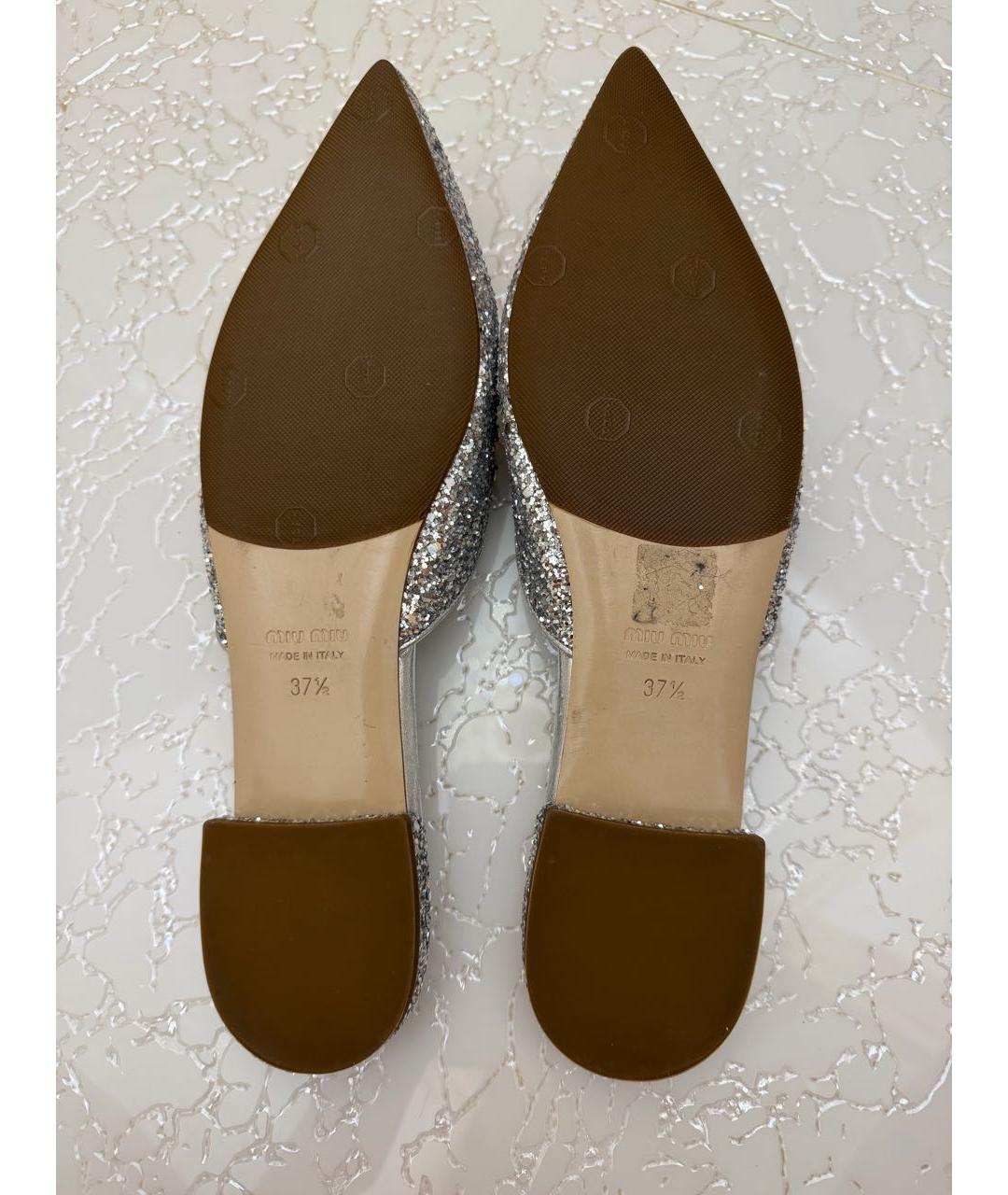 MIU MIU Серебряные мюли, фото 7