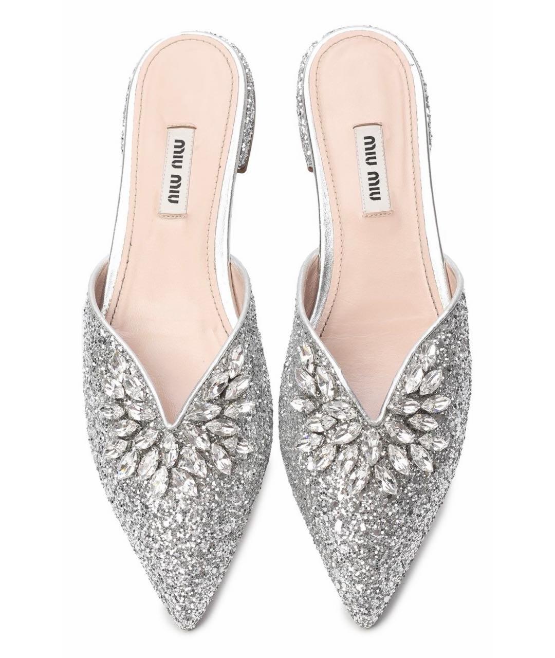 MIU MIU Серебряные мюли, фото 3