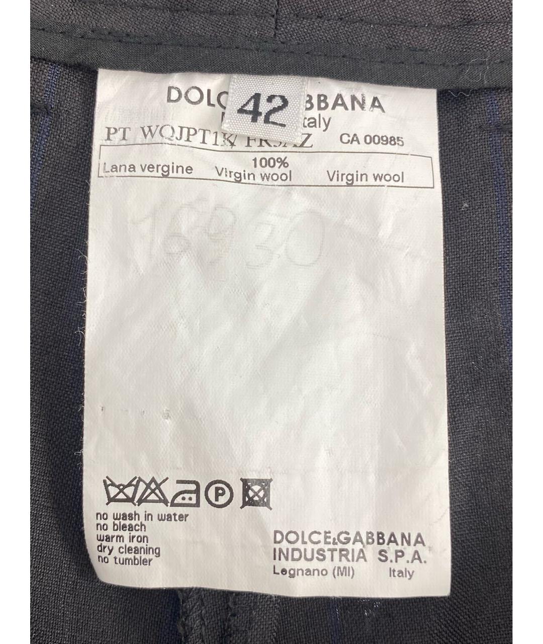 DOLCE&GABBANA Черные шерстяные прямые брюки, фото 7
