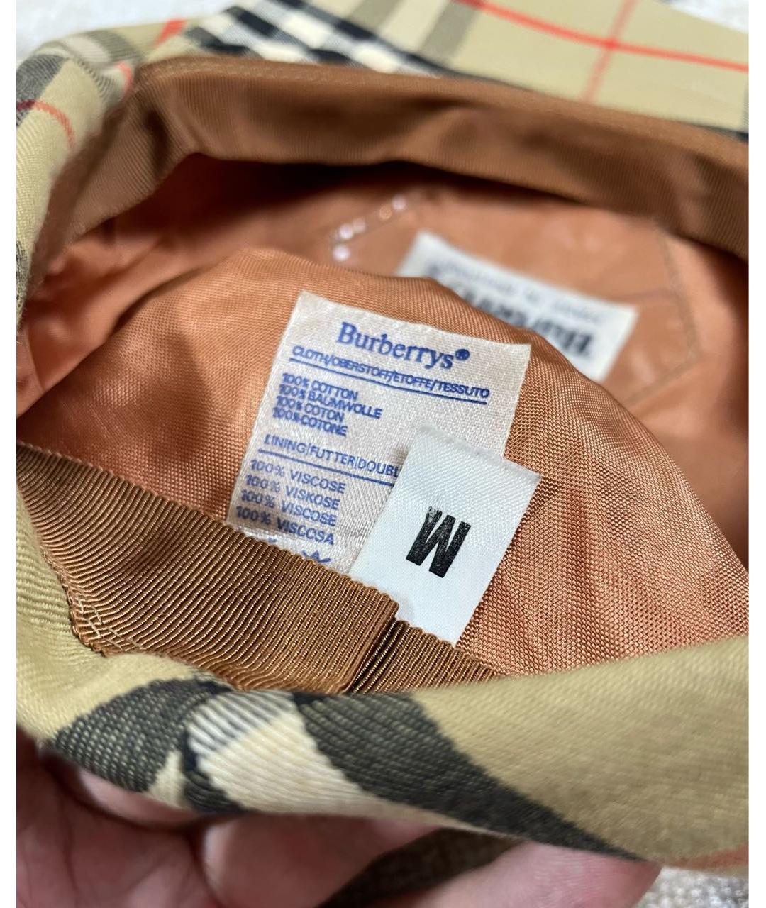 BURBERRY Бежевая хлопковая кепка/бейсболка, фото 5