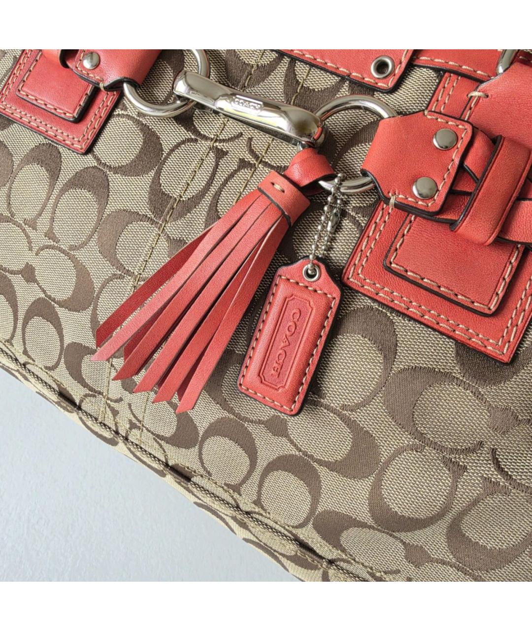 COACH Коричневая тканевая сумка через плечо, фото 5