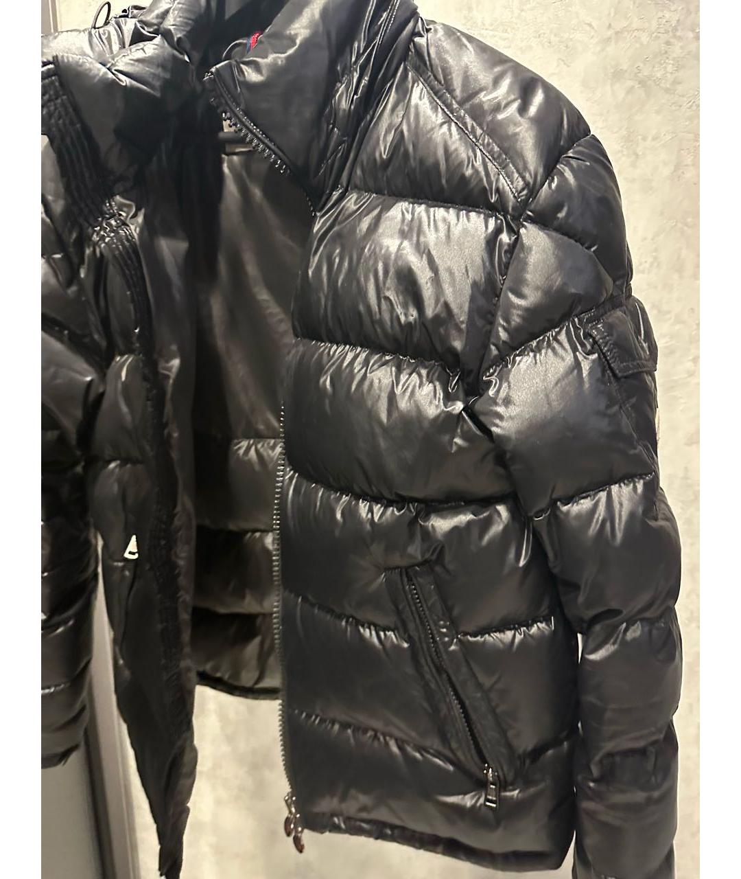 MONCLER Черный полиуретановый пуховик, фото 3