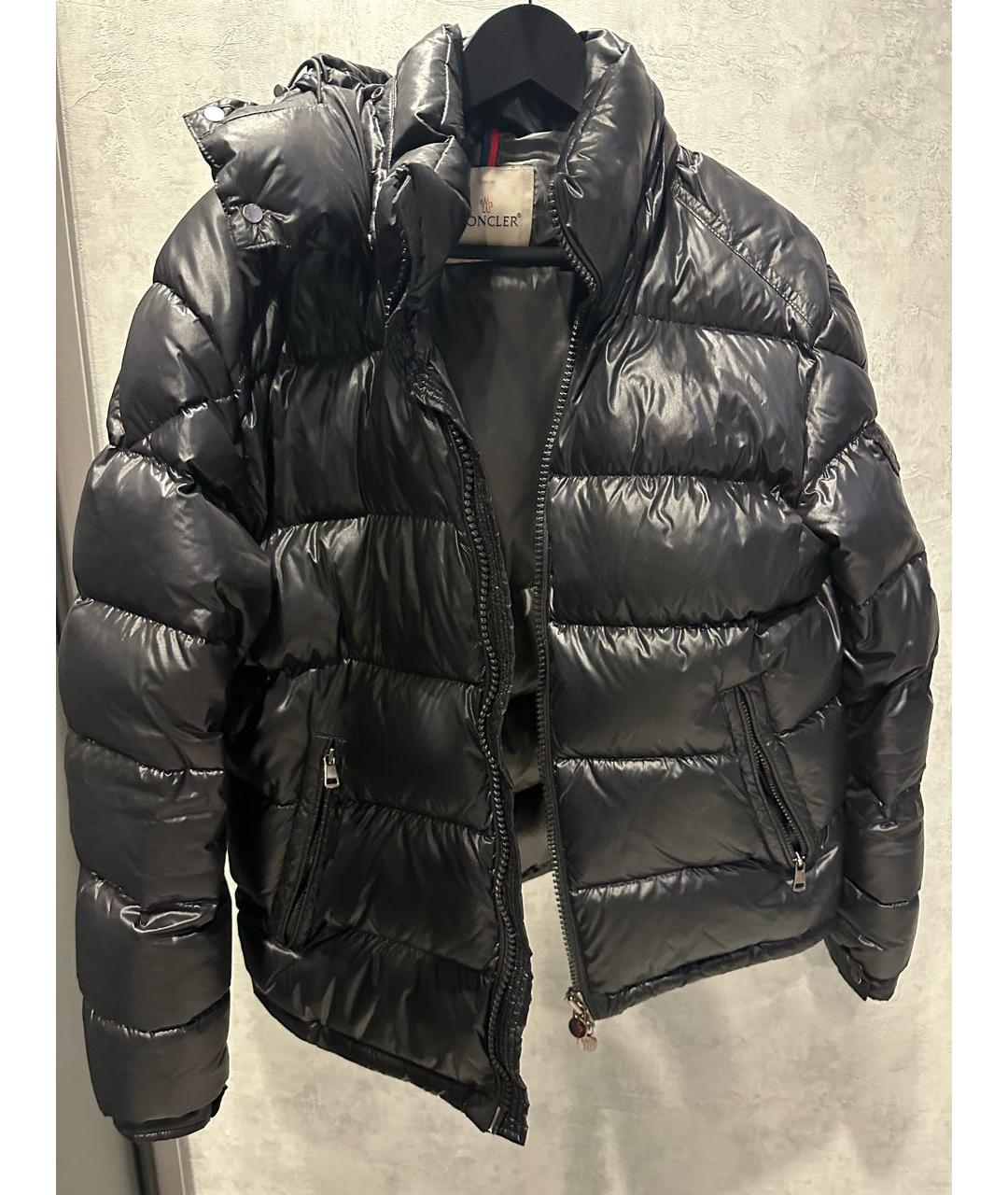 MONCLER Черный полиуретановый пуховик, фото 4