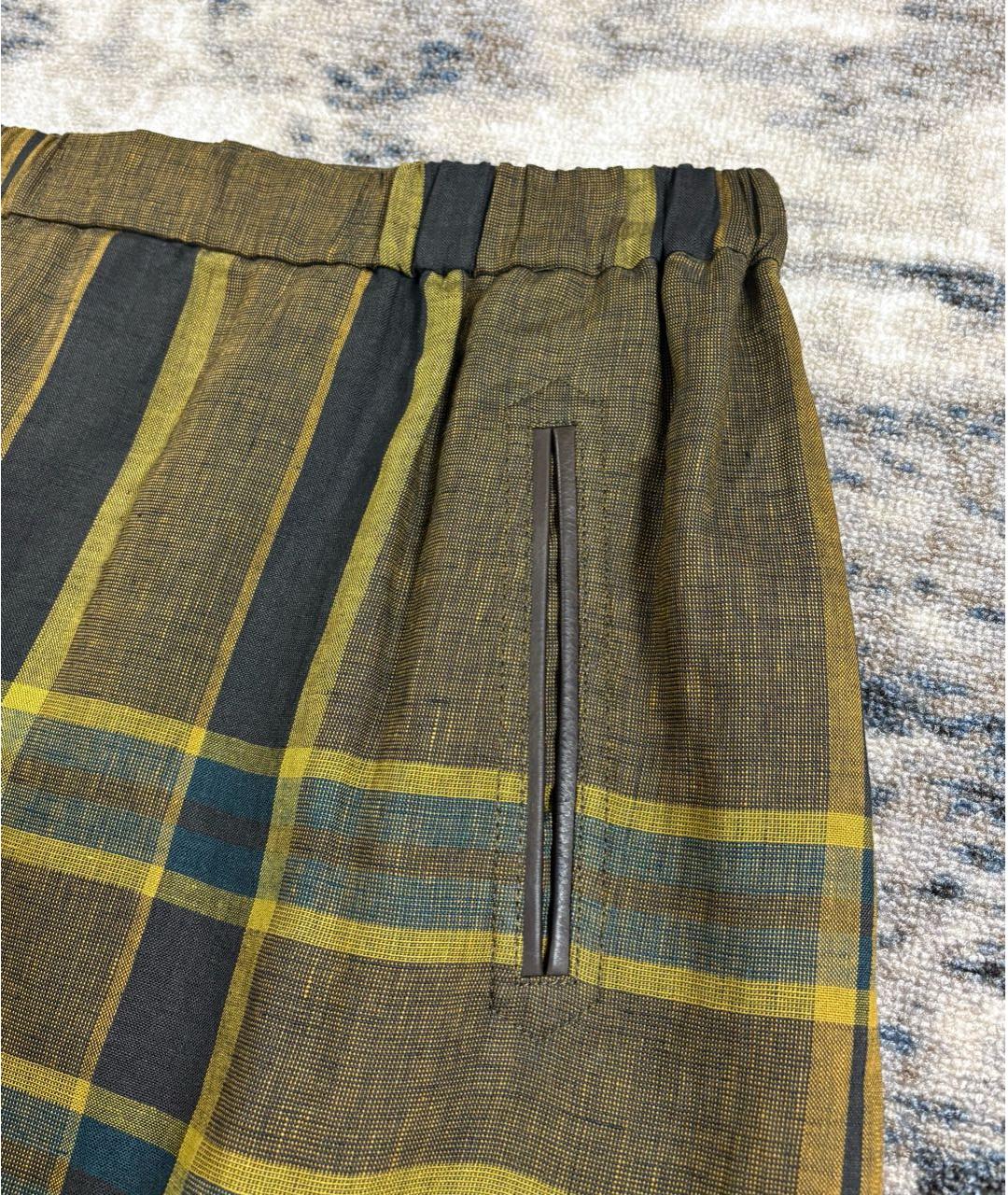 BURBERRY Зеленая льняная юбка мини, фото 4