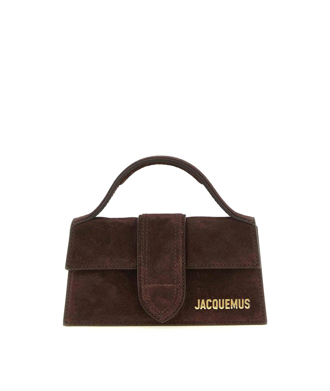JACQUEMUS Коричневая замшевая сумка с короткими ручками, фото 1